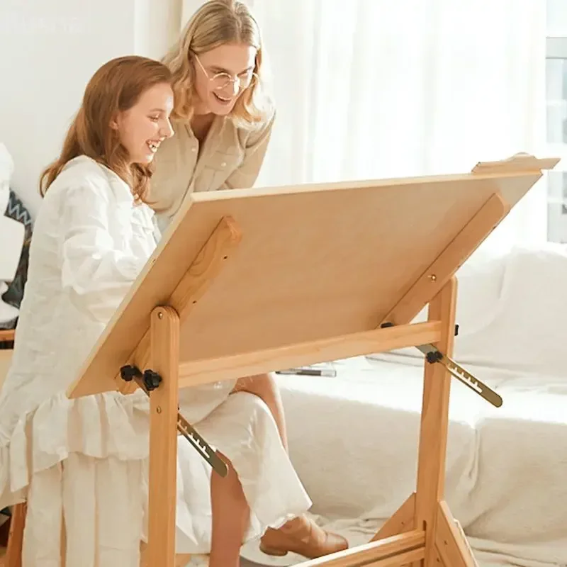 Wooden sit-stand drawing desk engineering drawing table easel painting architectural plate drawing art sketching table