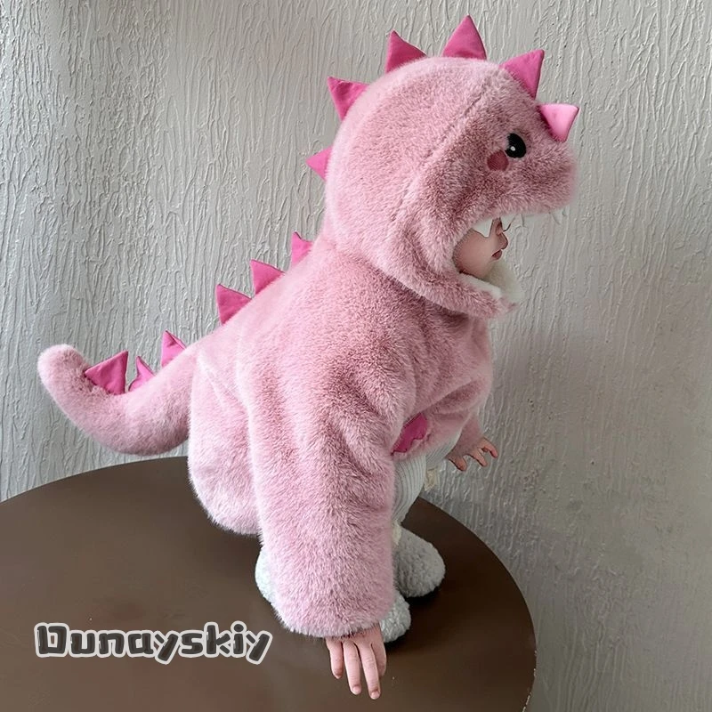 Halloween invierno bebé dinosaurio disfraz de cosplay niños niñas chaqueta cálida de invierno con capucha Anime Anna zhang Online @ trajes de carnaval