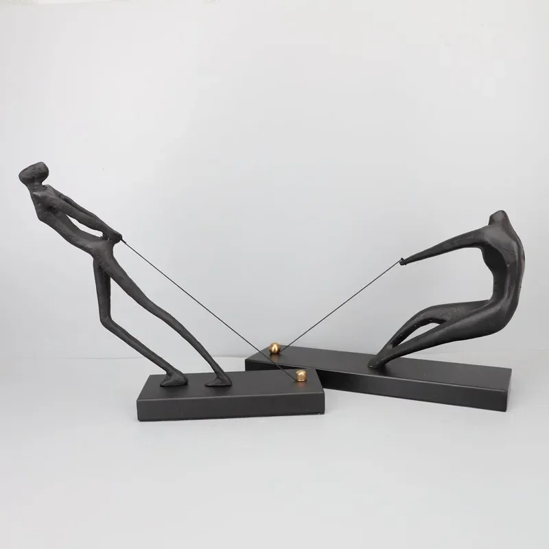 Creative Creative Black Cast Iron Rope Man Abstract Human Sculpture Desk Ornament Living Room Decoration Home Decor Accessories