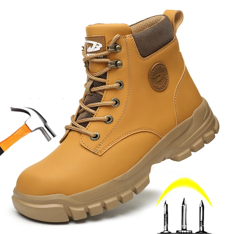 

Men Safety Shoez Cap Boot Anti-smash Anti-stab Security Shoes Waterproof for Work Outdoor Sneakers Steel Toe Ankle Boots Male