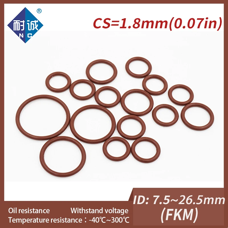 

10PCS/Lot Fluorine Rubber Ring Brown FKM O Ring Seal ID7.5/8/9/10.6/11.2/26.5*1.8mm Rubber O-Ring Sealing Oil Ring Gaskets