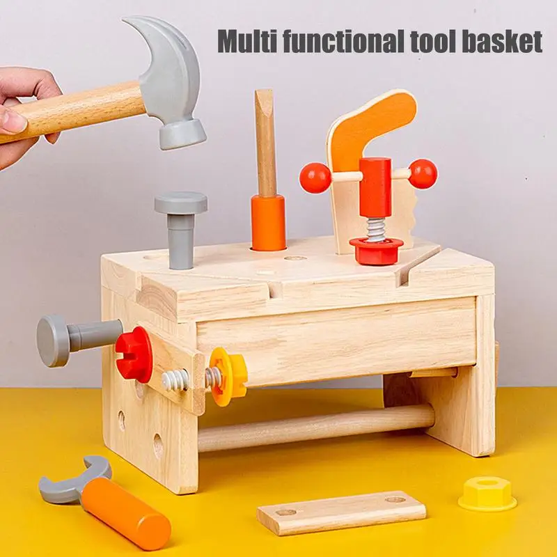 Wooden Pretend play Game Puzzle Montessori Disassembly Set Simulation Multi-functional Children Toolbox Toy Holiday Gift