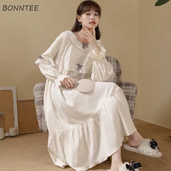 Nightgowns Women Design Fall Homewear Lovely Square Collar Long Sleeve Daily Sleepwear Leisure Student Hot Selling Mujer Vintage