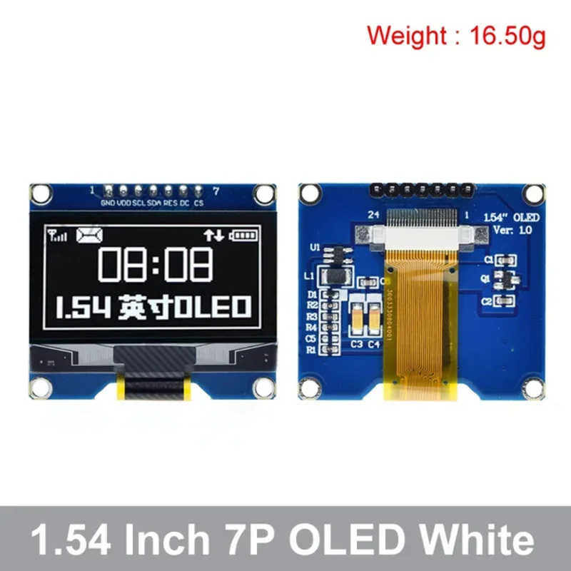 SSD1309 moduł wyświetlacza OLED 1. 54-calowy 4PIN 7PIN biały niebieski IC kompatybilny z jednostką SSD1306 SPI interfejs 128x64