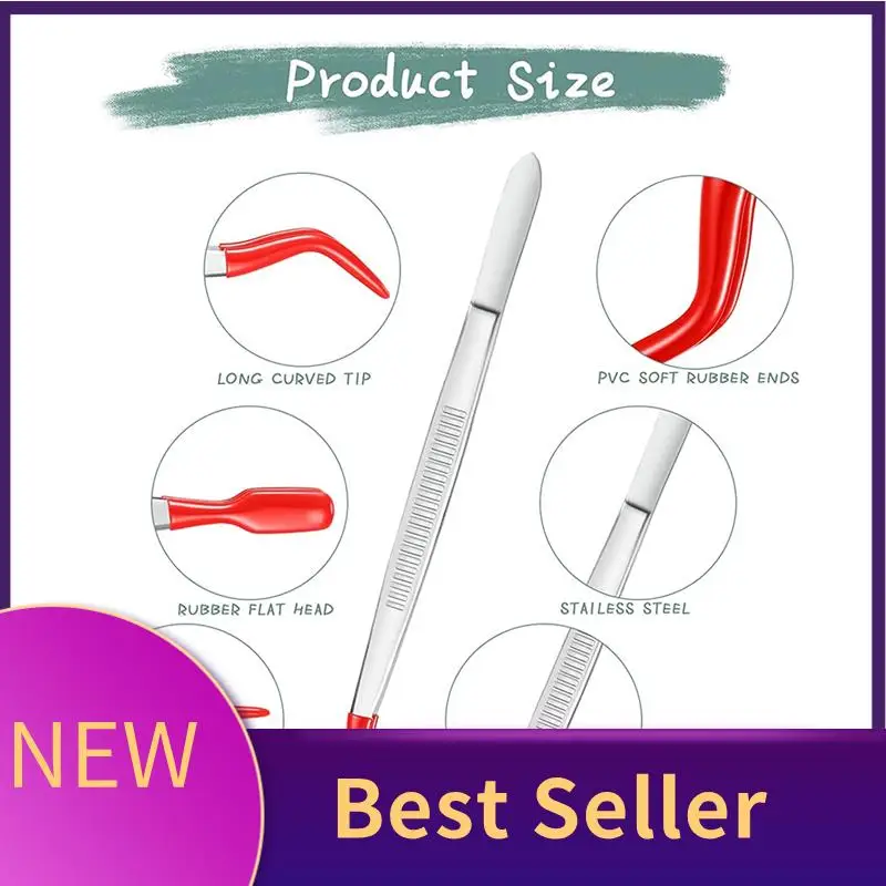 ABLU-3 Pieces Tweezers With Rubber Tips Tweezers PVC Coated Tweezers Set, Rubber Straight And Flat Tip Tweezers