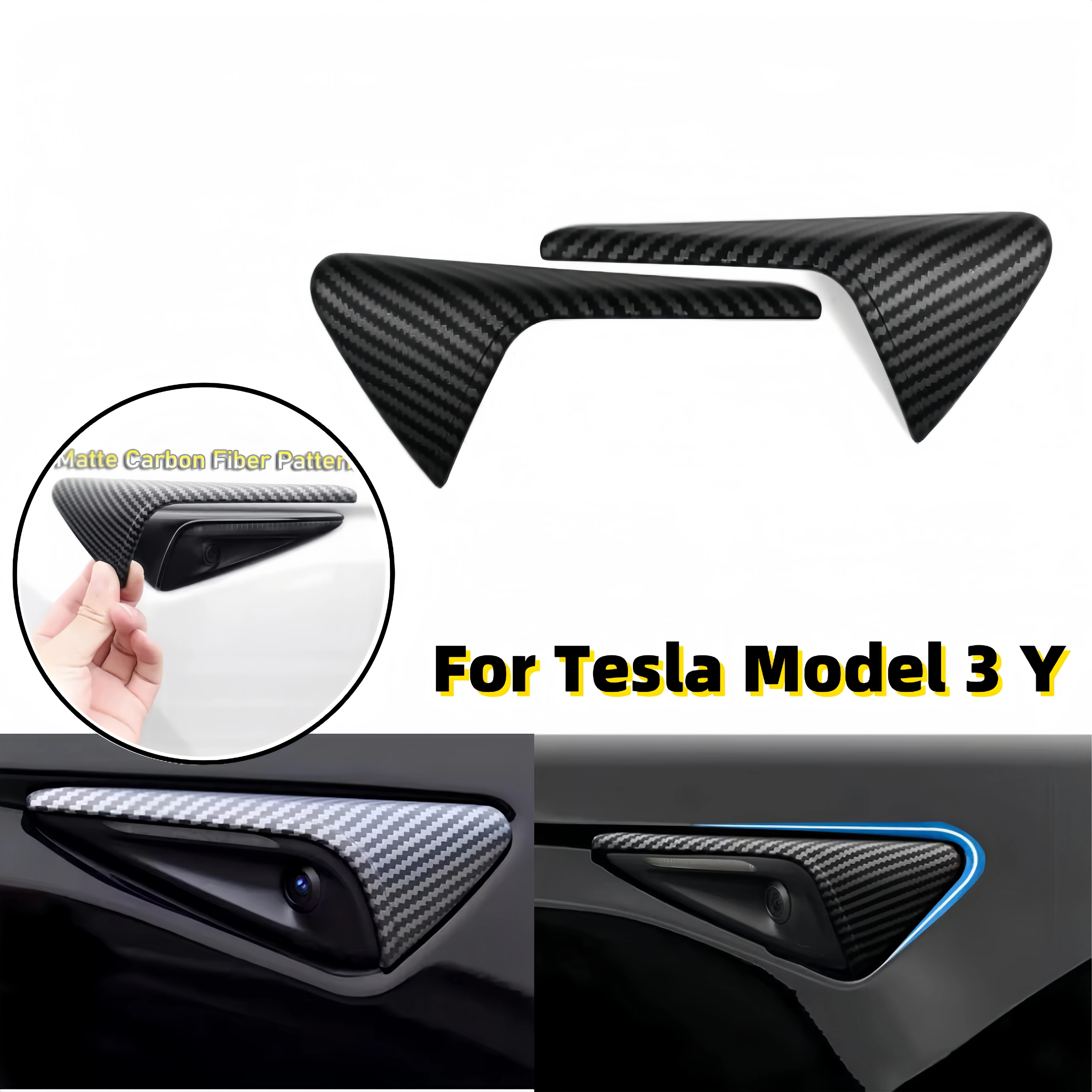 

Защитная накладка на боковую камеру для Tesla Model 3 Y 2024-2025, ABS, матовый карбон, аксессуар для модификации автомобиля