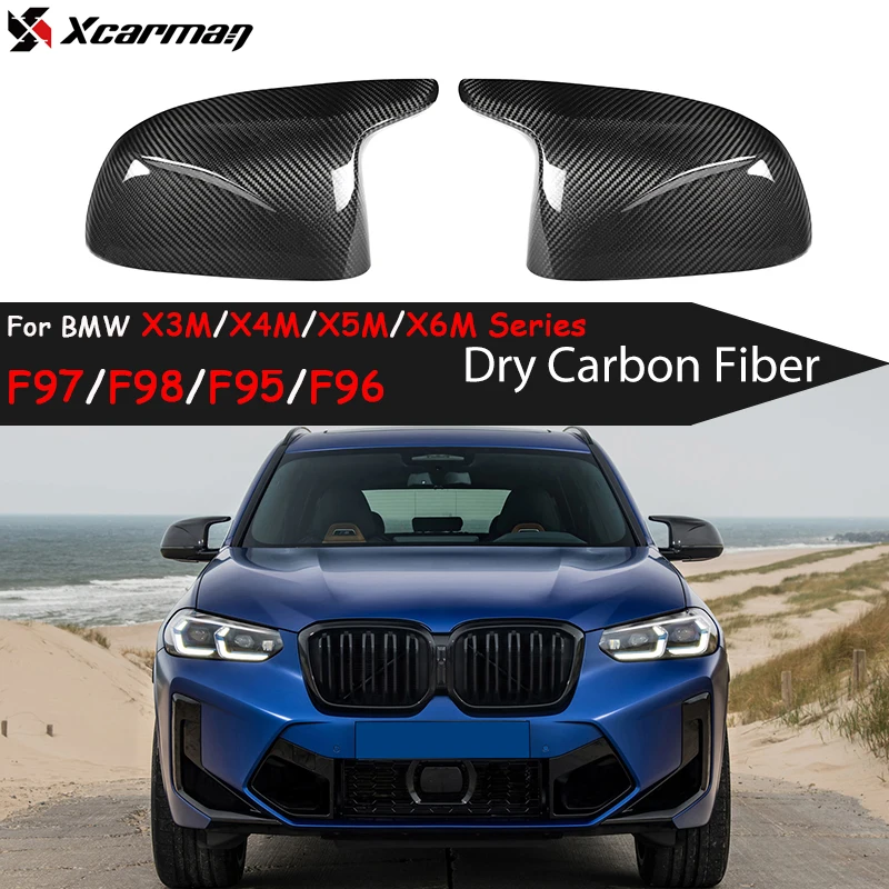 For BMW X3M X4M X5M X6M Rearview Mirror Caps Replacement F97 F98 F95 F96 2019+ Real Dry Carbon Car Mirror Covers Cap Car Tuning