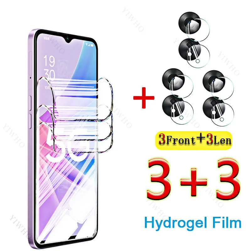 6in1 Front Full Cover Hydrogel Film 6.56 Inch for Oppo A78 Screen Protectors Film for Oppo CPH2483 A 78 Film Camera Lens Safety