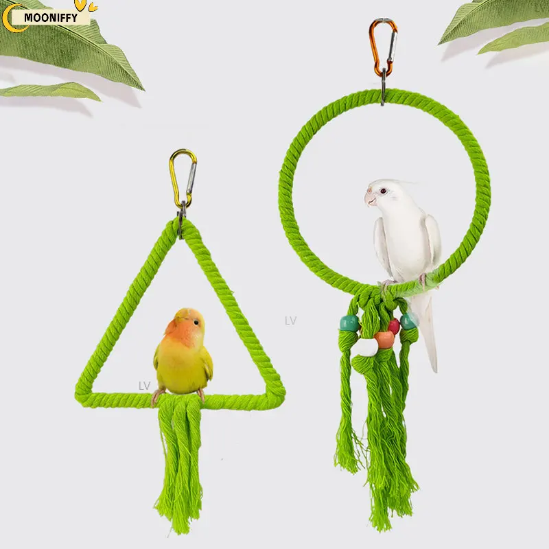 Pet Bird Toys Parrot Swing Rings Toy Bird Cage Accessories Decorations Colorful Cotton Rope Rings Bird Supplies Cotton Rope Toy