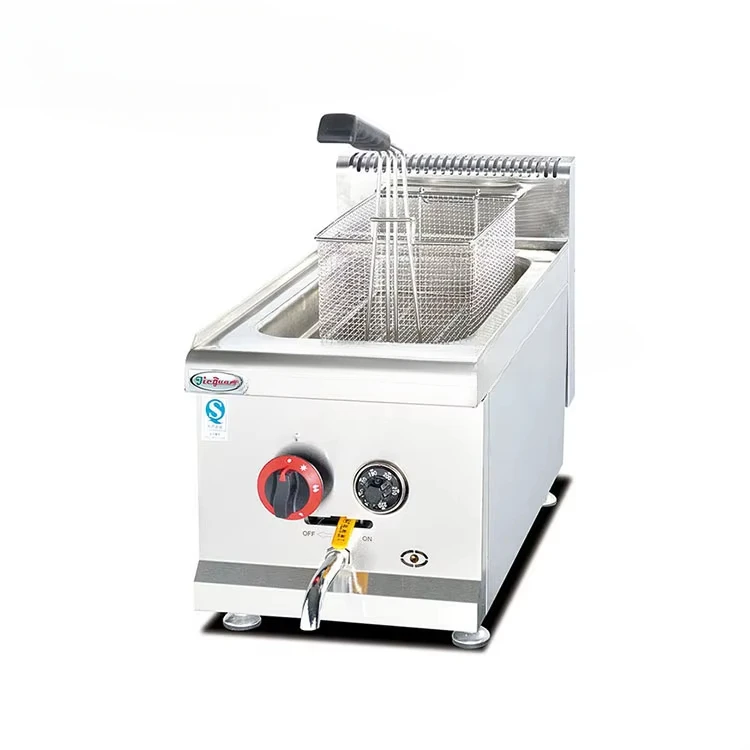 High Quality Counter Top 14L Deep Fryer Donut Chips Fat Fryer Technical Gas Fryer with Cover