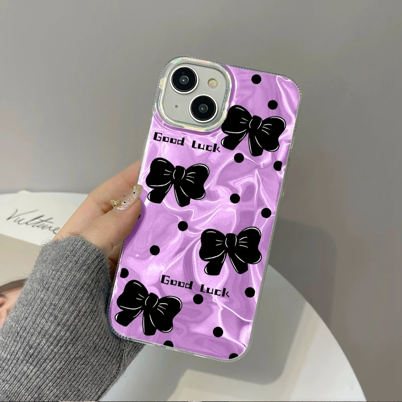 Colorful Love Heart Bow Girls  Phone Case For Apple iphone 15 16 14 13 Pro Max 16e 12 11 7 8 Plus XR SE Shockproof Fundas Cover