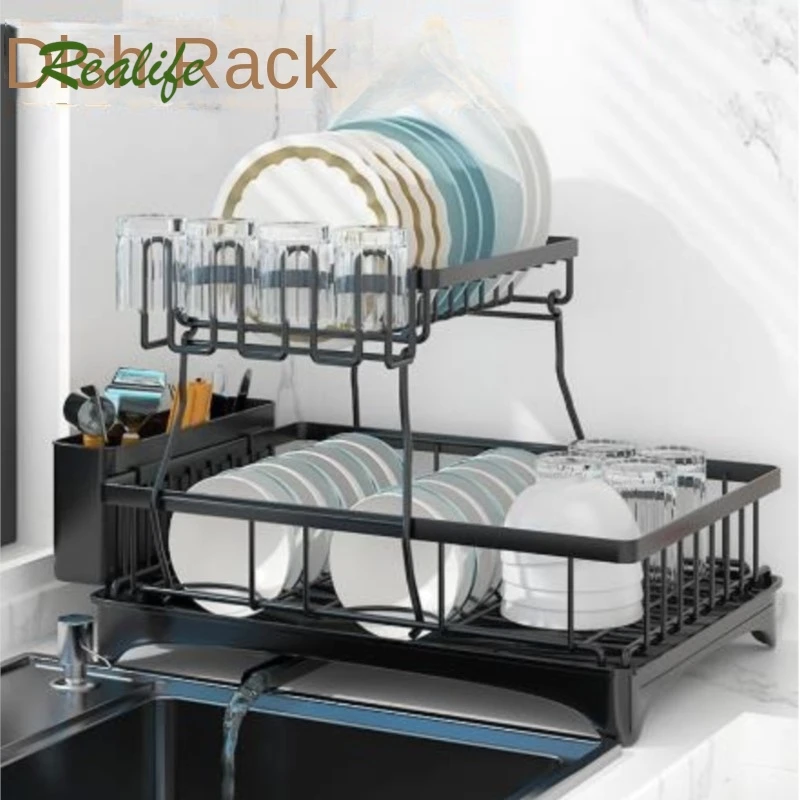 Realife Kitchen Dish Drain Rack Household Countertop Dish Storage Rack Detachable Sink Side Dish And Utensil Storage Rack 2024