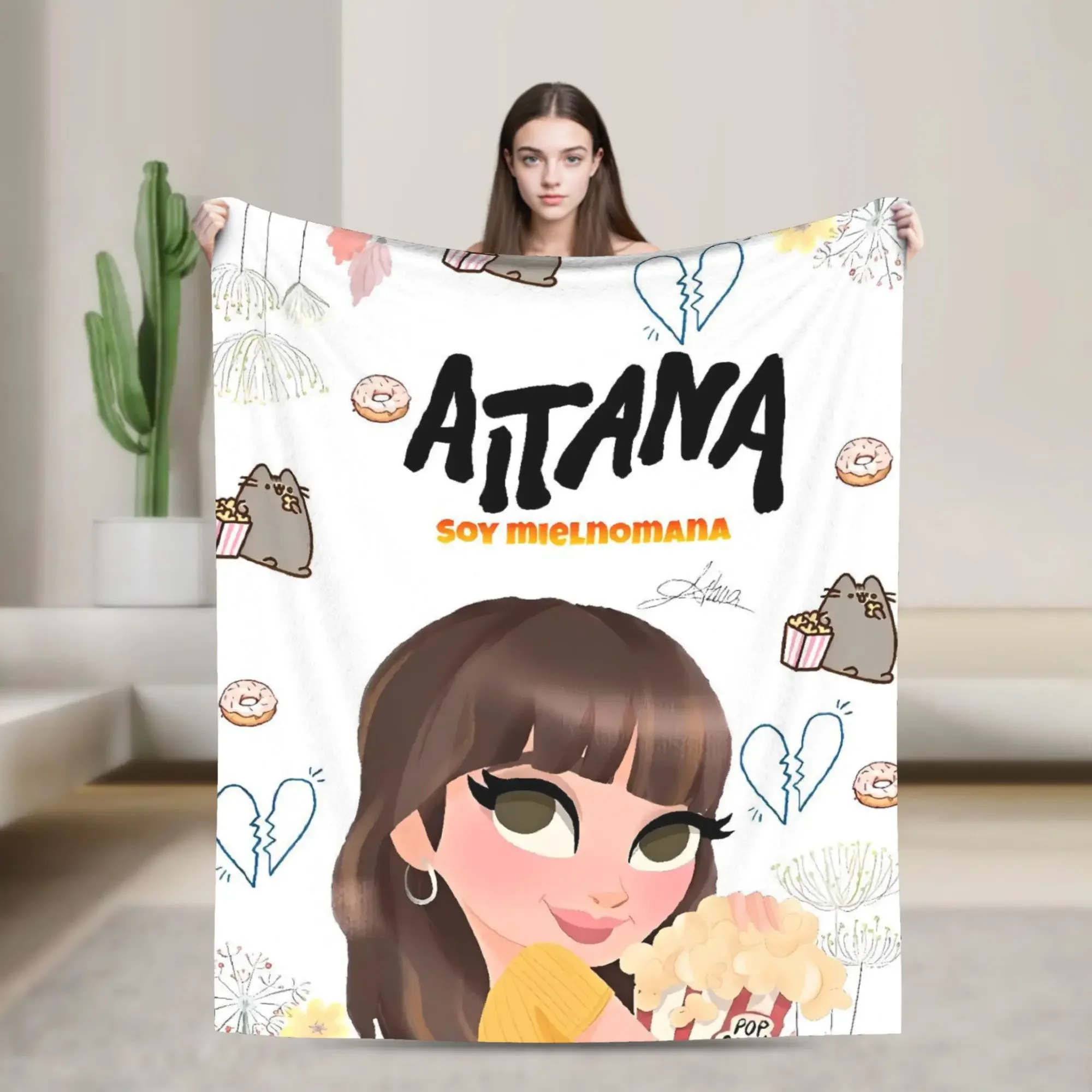 

Super Warm Plush Throw Blanket Aitana Trend Flannel Bedspread Cover for Home Decor Boys Girls Singer Cute