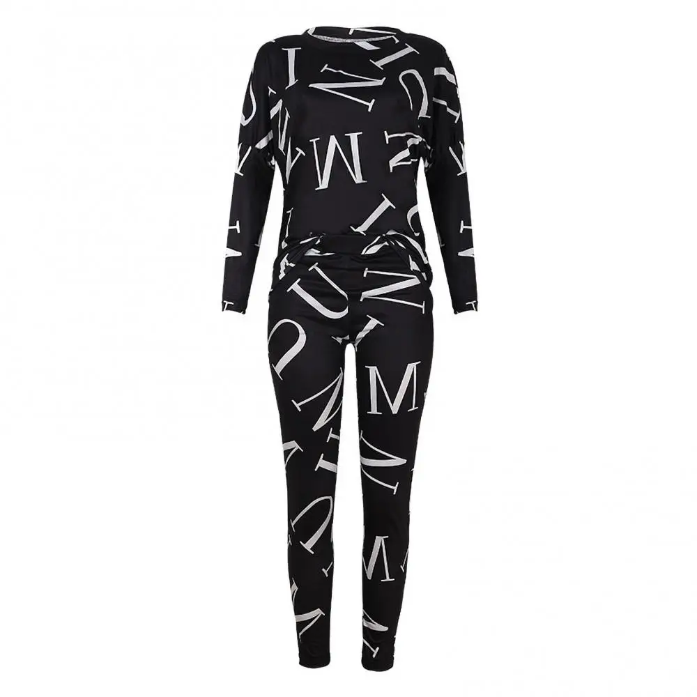 Casual Sweatsuit Two Pieces Set Off Shoulder Women Women Spring Letters Outfit Sports Suit Skin-friendly