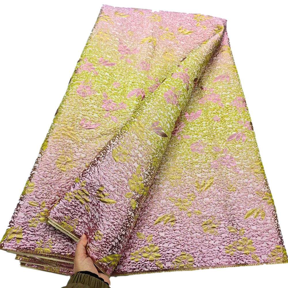 Wholesale Newest Fashion African Jacquard Brocade Lace Fabric Nigerian Laces Fabric For Sewing Family Prom Dressess