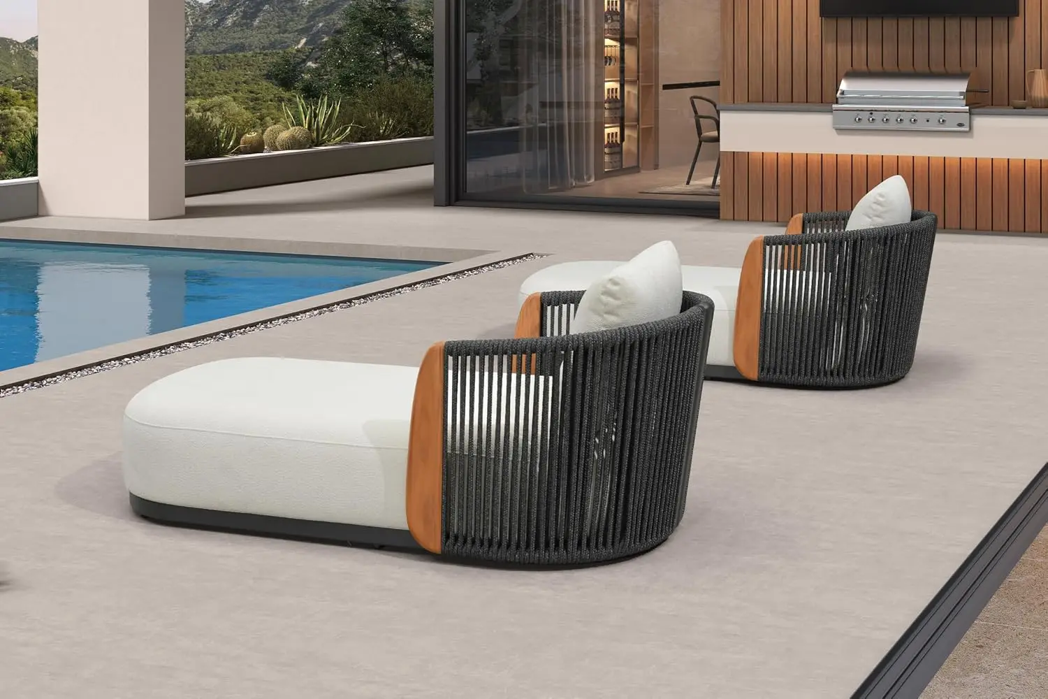 Pool Lounge Chairs Set of 2 Plush 10