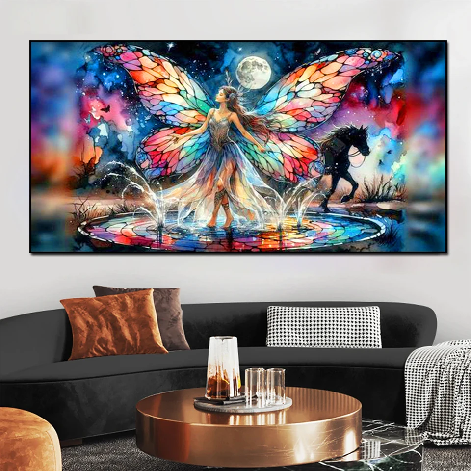 

Бабочка Фея Черная Лошадь 5D Diy Алмазная Картина Новый 2025 Полный Квадратный Круглый Алмазная Мозаика Искусство Наборы Вышивки Крестом Вышивка