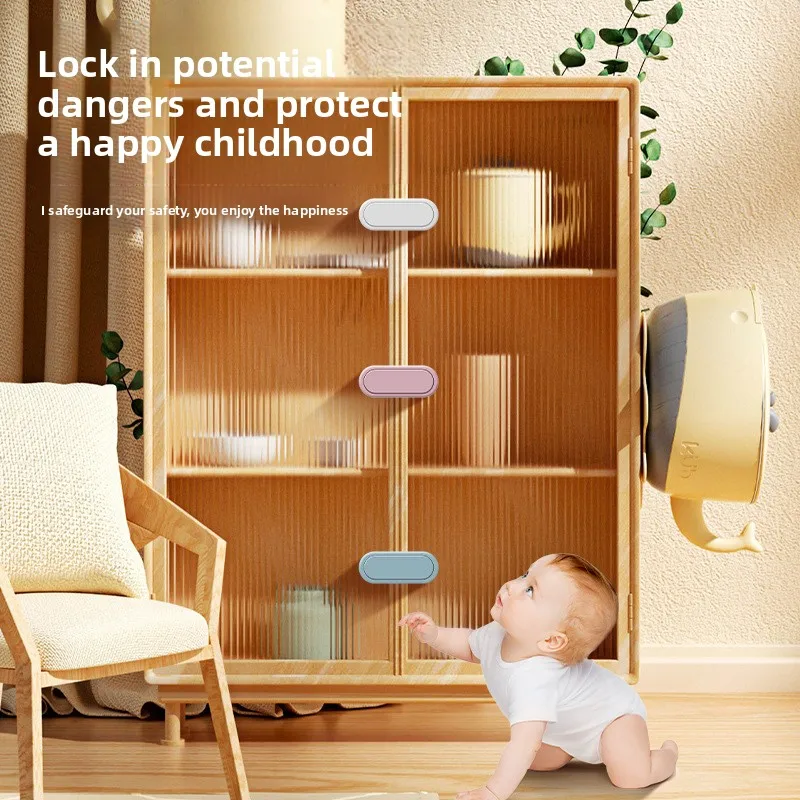 خزانة ملابس أطفال جديدة مع أبواب خزانة قصيرة قفل مزدوج قفل أمان للأطفال حماية زر غير مرئي قفل مزدوج الفتح
