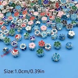 Randomly Mix 8/10pcs Perforated Alloy Enamel Large Hole Isolated Beads For DIY Accessories Beads For Jewelry Making Handmade