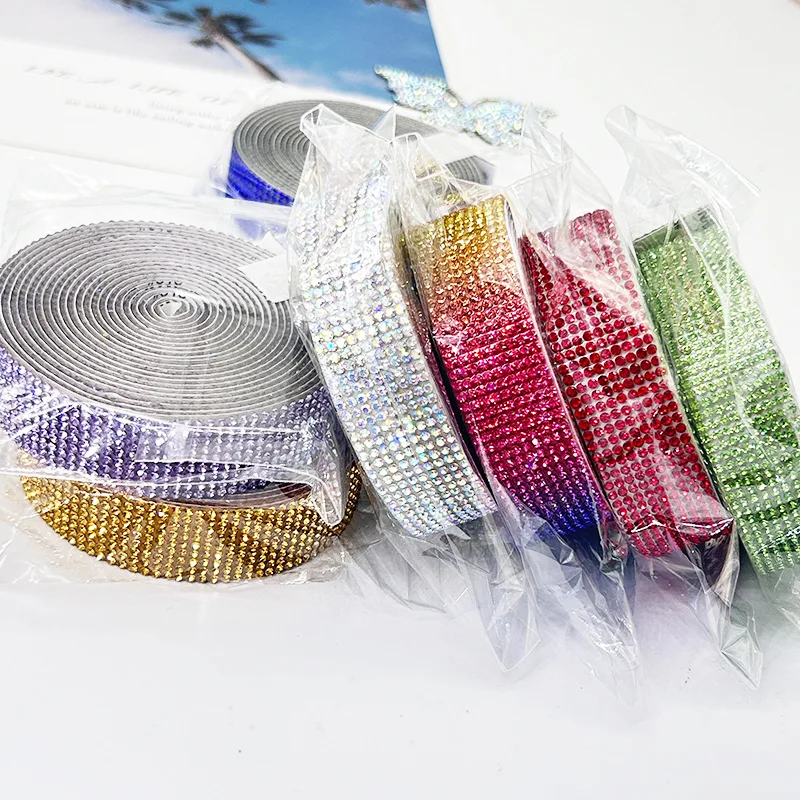 1 Yard selbstklebende Strass-Aufkleber, Kristall-Diamant-Band, DIY-Strassband für Kleidung, Schuhe, Autotelefon, Heimdekoration – Detail 3