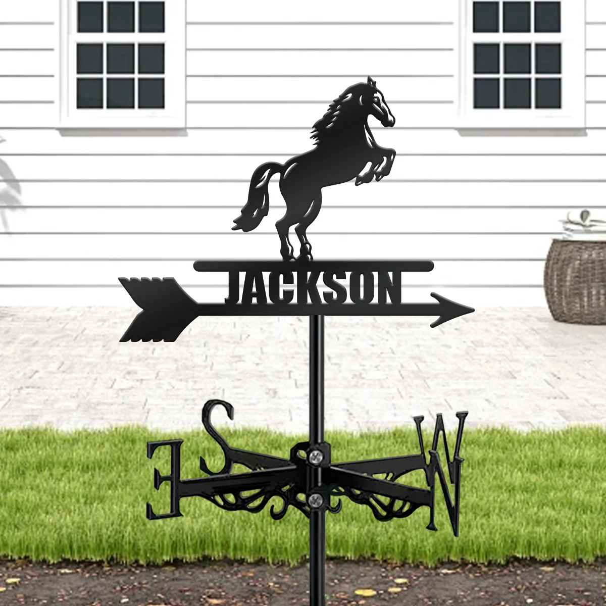 

Металлический садовый декоративный ветроуказатель в виде черного силуэта лошади, 1 шт., с персонализированным именем