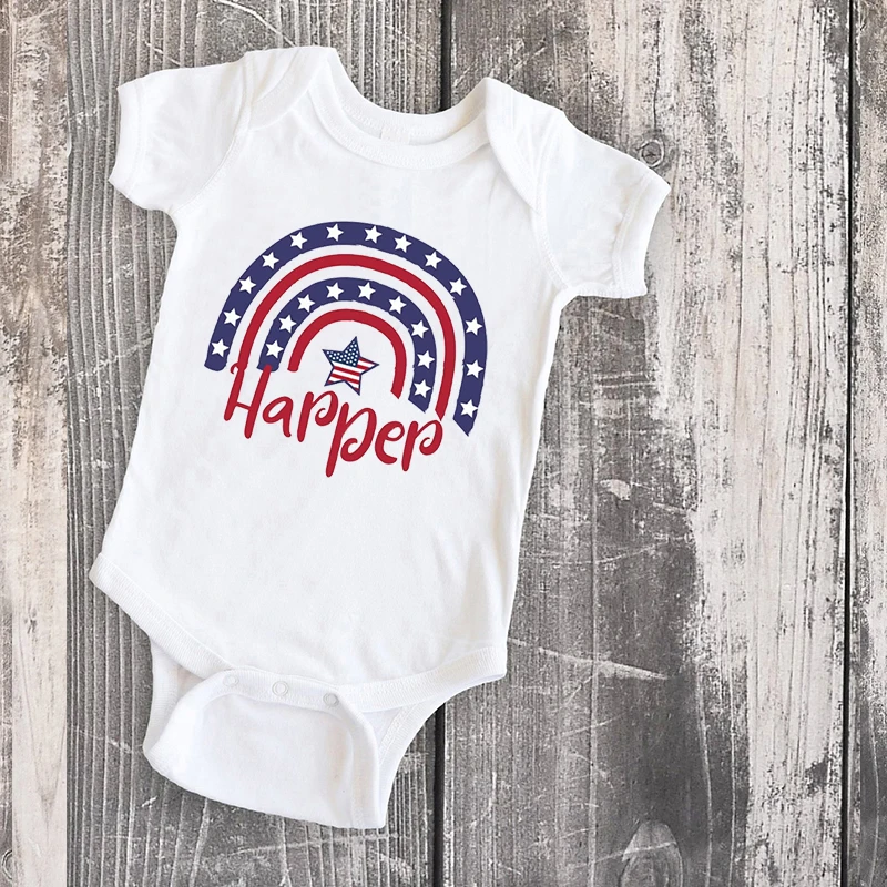 Personalized 4th of July Baby Shirt Rainbow Mama American Flag Shirt 4th of July Gift Patriotic Rainbow Tee Memorial Day Shirt