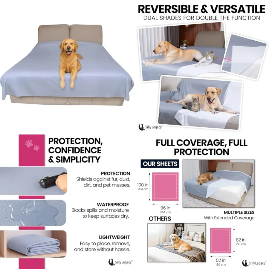 

Th Reversible Waterproof Protective Bed Cover Size, ch,for Pets, Babies; contence, Dirt, Drool