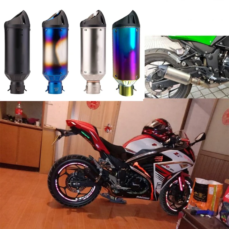 Edelstahl 51mm Universal Motorrad Auspuff Gerade Rohr Schalldämpfer Für Z800 Z900 Z1000 R3 CBR600 S1000RR MT07 MT09