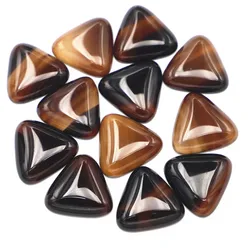 25x25mm Natural Stone Brown Agate Triangle Cabochon Setting Beads Fit DIY Ring Earring Men Jewelry 12Pcs Wholesale Free Shipping