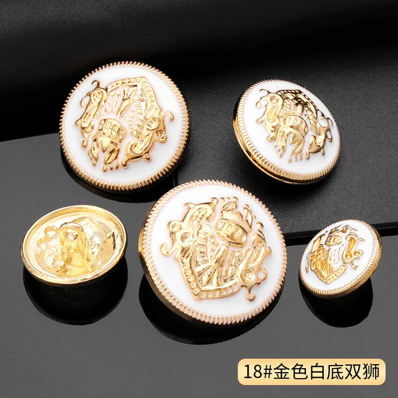 10pcs Vintage Metal Buttons High-end Suit Trench Coat Vintage Golden Round Coat Decorative Button Accessories