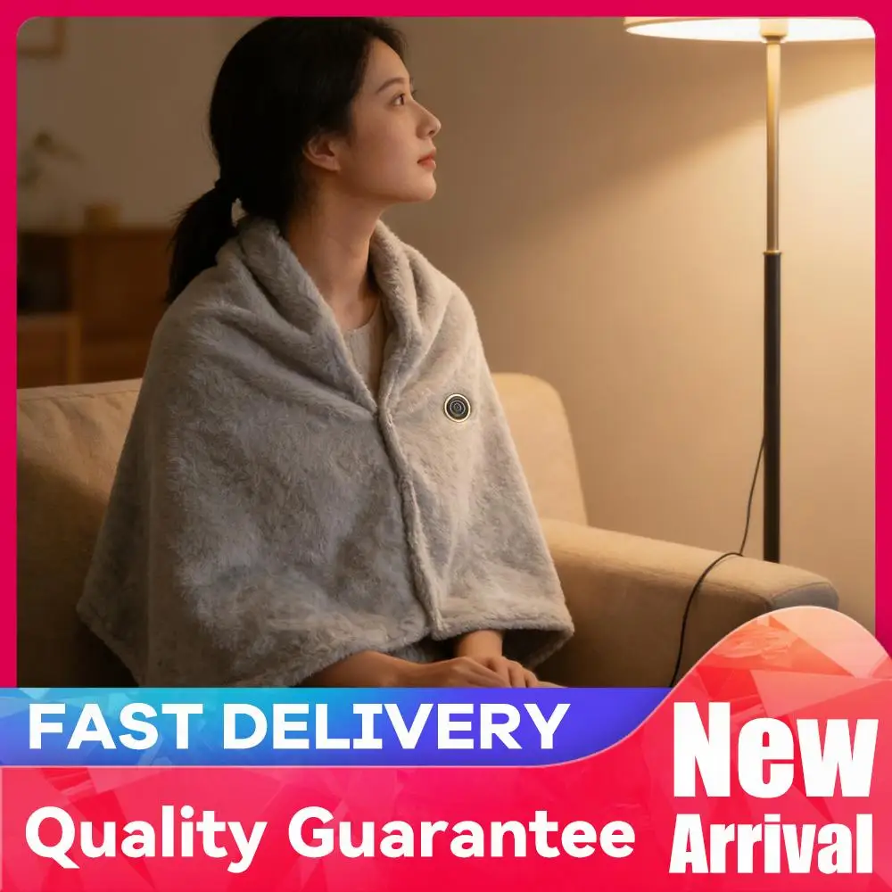USB Electric Heated Robe Poncho Blanket Hoodie with 3 Heating Level Heated Throw Blanket Shawl for Family Friends Winter Gifts
