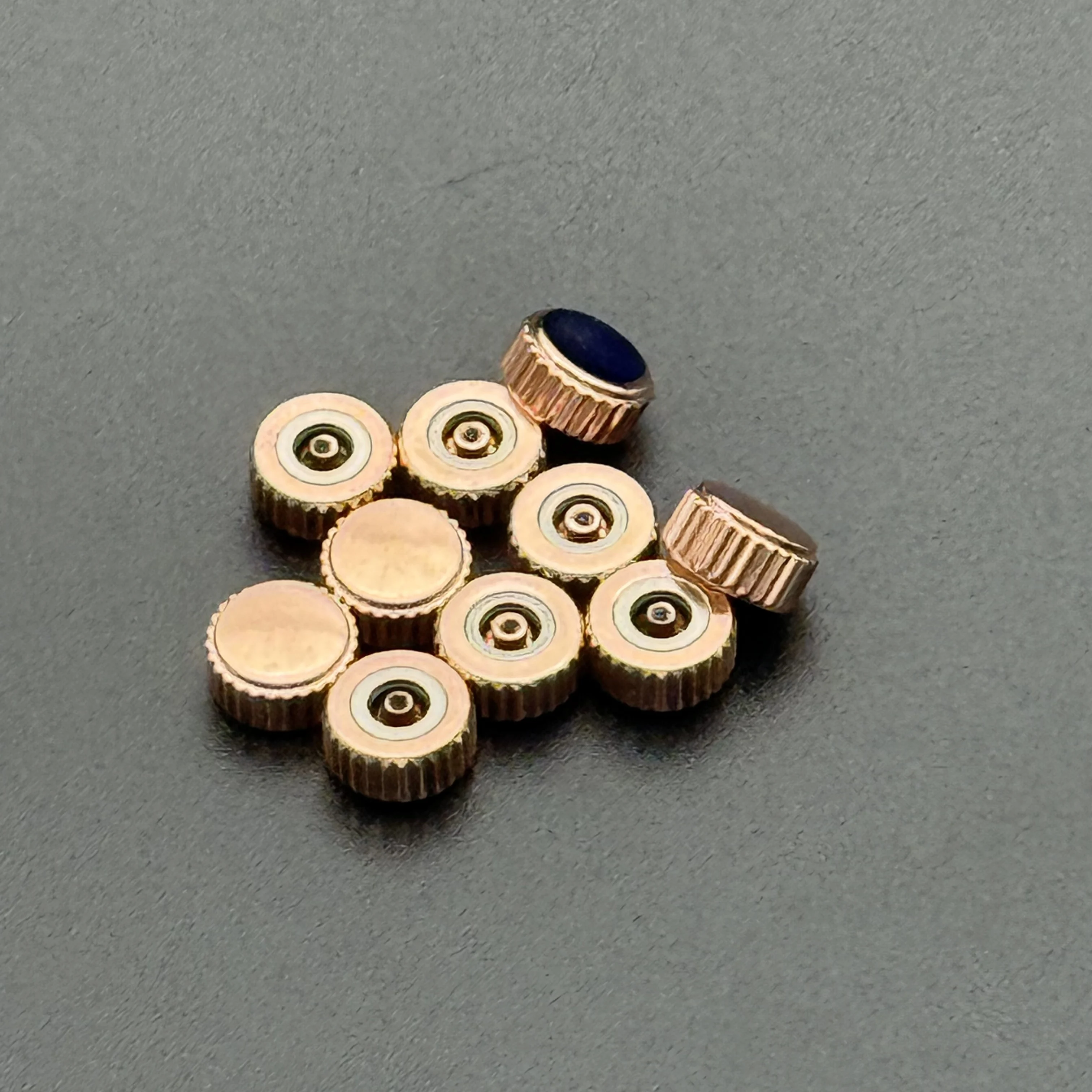 5 uds/mucho de corona de reloj de acero de Color oro rosa de tubo plano 3,0mm 3,5mm 4,5mm 5mm 5,5mm 6mm 6,5mm 7mm 8mm de diámetro de cabeza