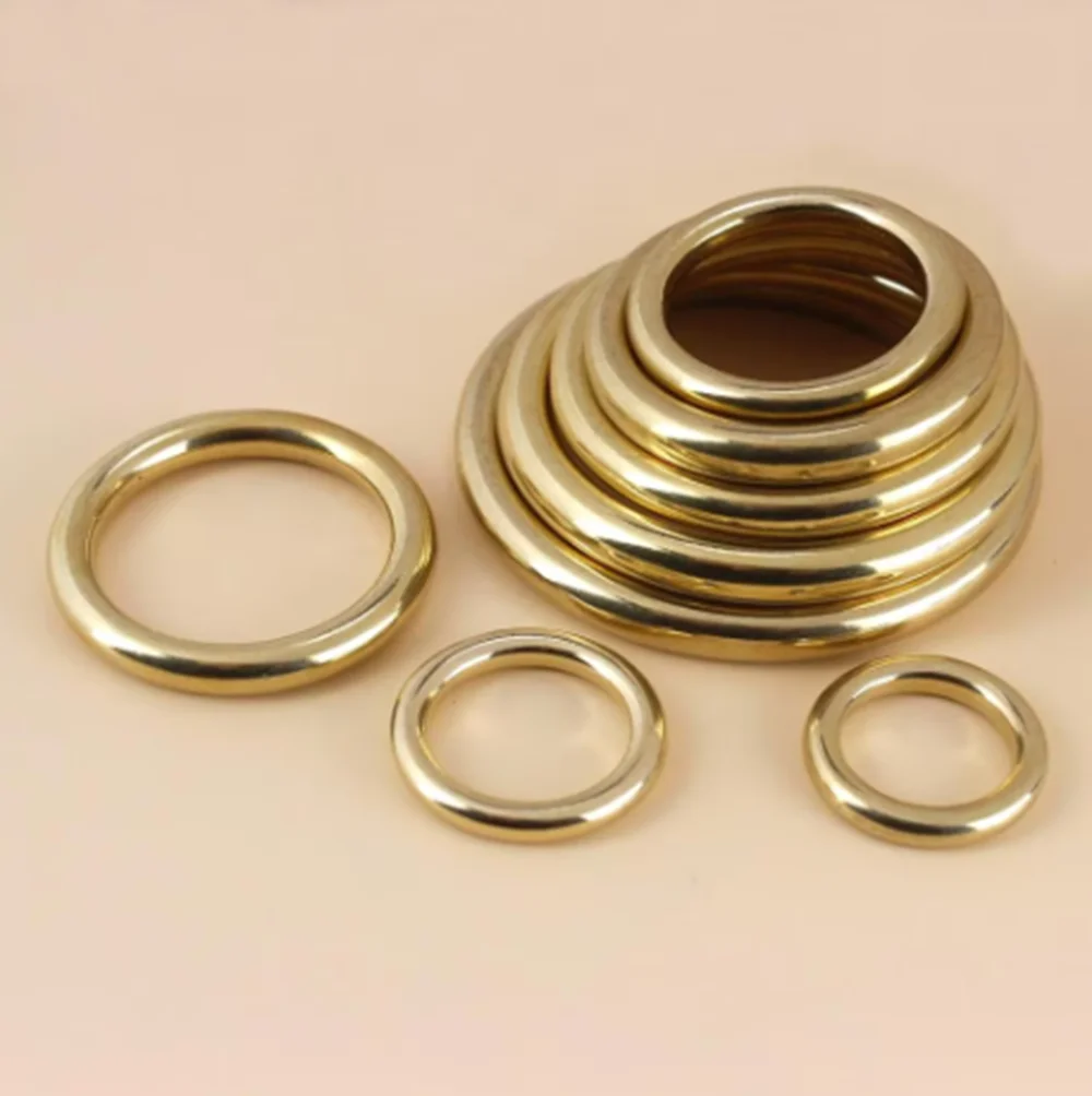 1/5Pcs OD20-95mm Solid Brass Cast O-Ring Seamless Round Buckle For Webbing Leather Craft bag strap belt pet collar High Quality
