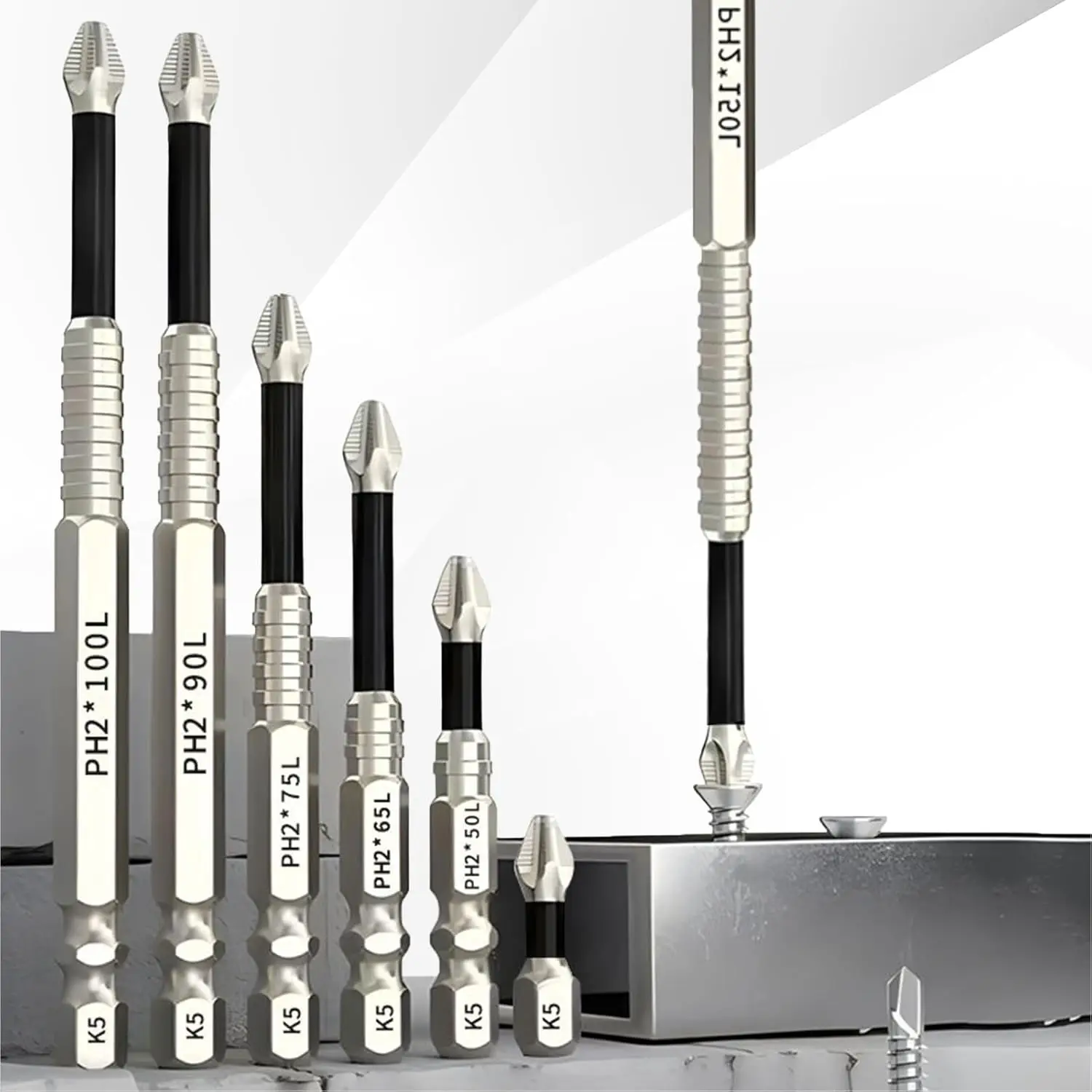 K5 Strong Magnetic Drill Bit Cross Head Non-slip S2 Steel Impact Driver Screw Bits Electric Screwdriver Tips Positioning Bits