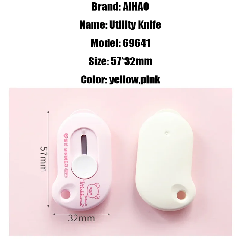 2 pz AIHAO 69641 Mini retrattile Rilakkuma Utility Knife Box Letter Cutter Kawaii studente ufficio cancelleria portatile