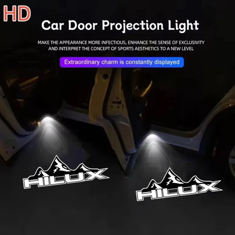 2pcs Badge Door Light GTI Welcome Light Ghost Shadow Light For HILUX Logo Pickup Truck Mountain