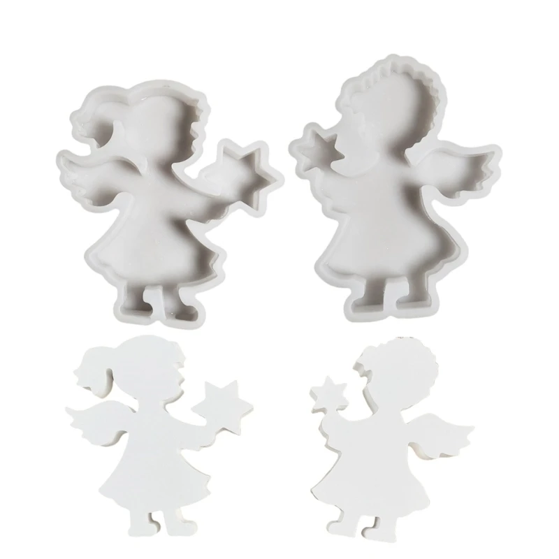 Tabletop Decoration Silicone Mold Angel Boy and Girl Holding Star Ornament Mould Dropship