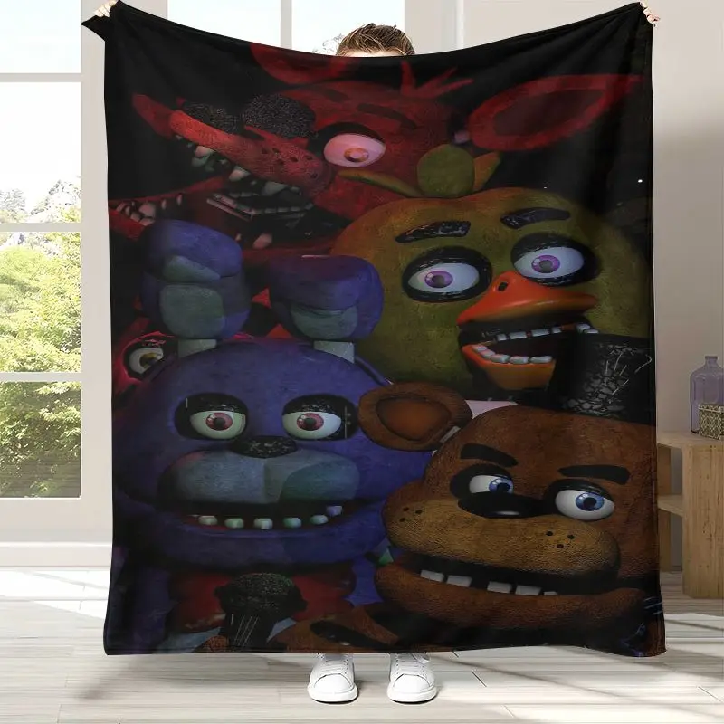 Horror Game F-FNAF Fazbear Soft Flannel Throw Blanket,Cozy Warm Blanket for Bed,Sofa,Living Room,Picnic,Camping,Home Decor,Gift