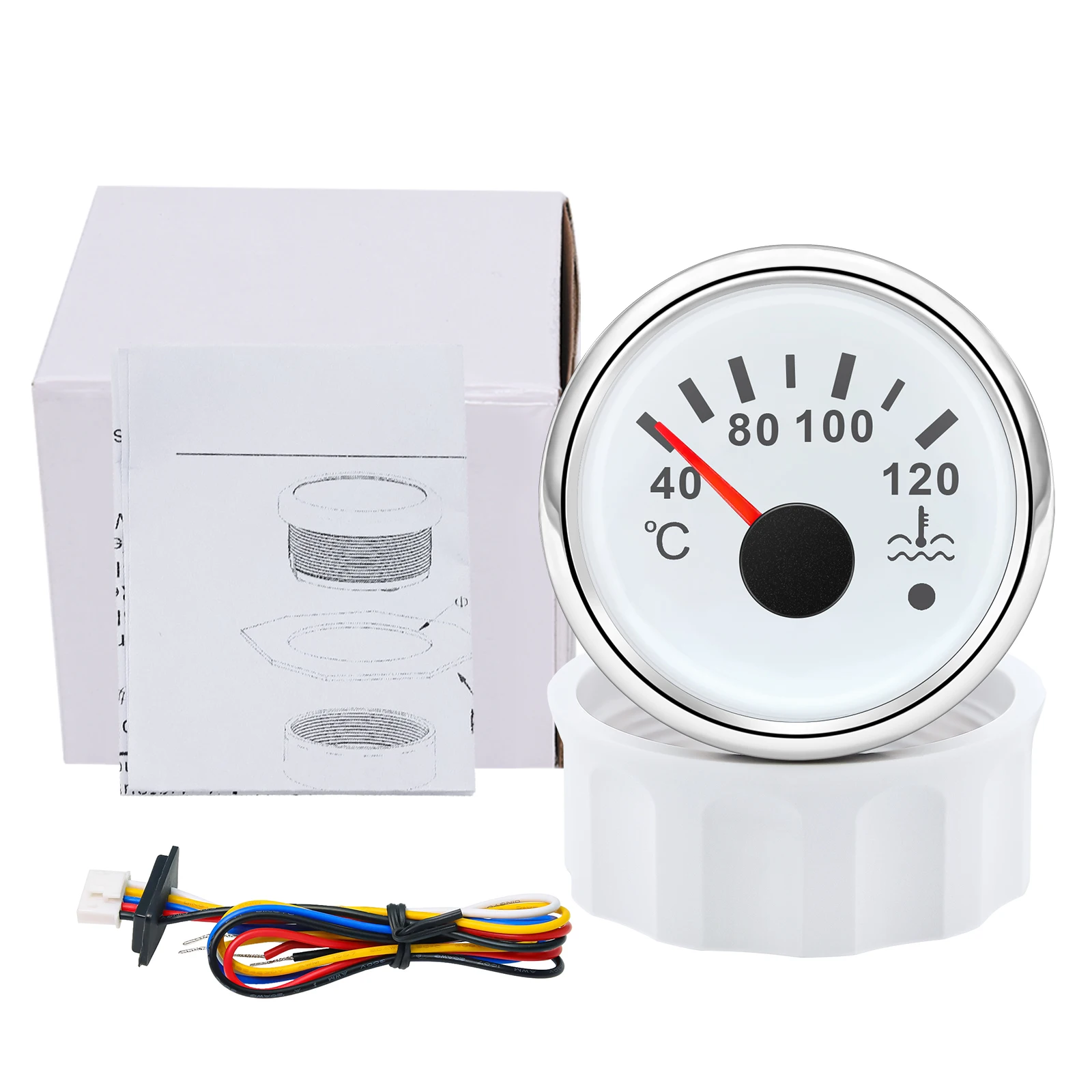 40-120℃ Water Temperature Gauge with Alarm 7 Color LED 52mm Water Temp Meter Indicator Car Boat Yacht Waterproof 12V24V custom - view 3