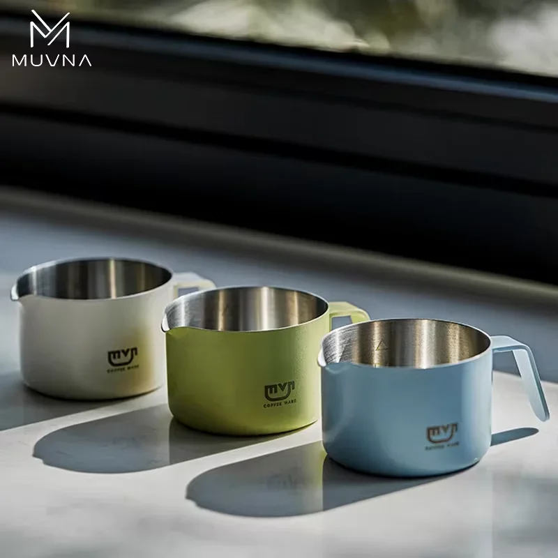 MUVNA Espresso Coffee Measuring Cup 100ML,Precision Stainless Steel Coffee Dosing Cup with Handle Scale,Barista Tool&Accessories