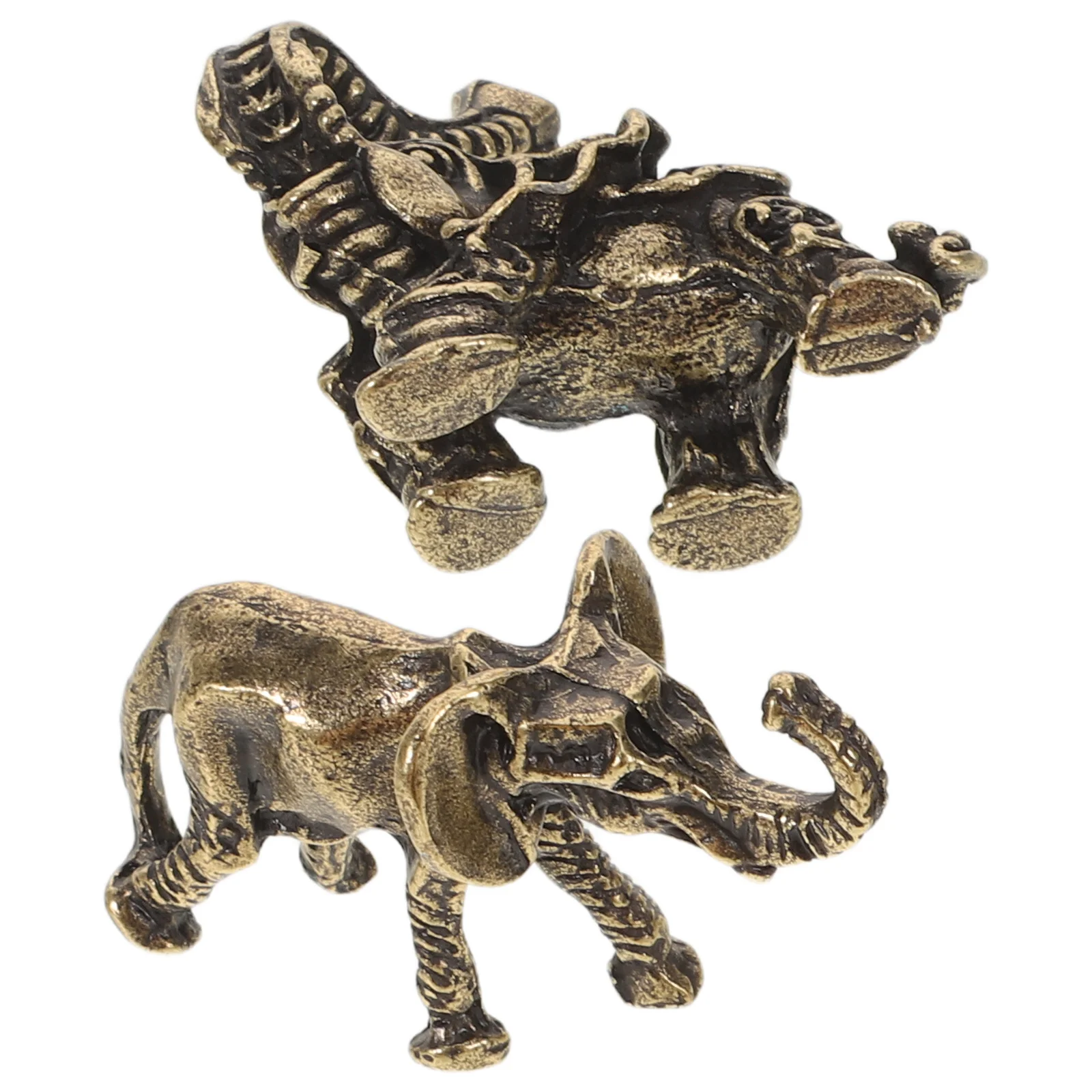 

2pcs Brass Elephant Figurines Vintage Mini Elephant Ornament For Home Office Desk Decor Feng Shui Wealth Lucky Animal Mascot