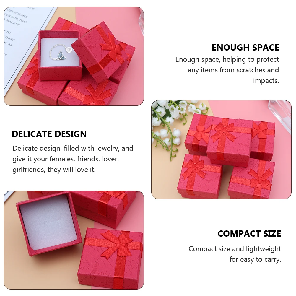 

12pcs Boxes 4x4cm Bowknot Blue Storage Present Storage Holder for Rings Earrings Gifts Lightweight Compact Present Box
