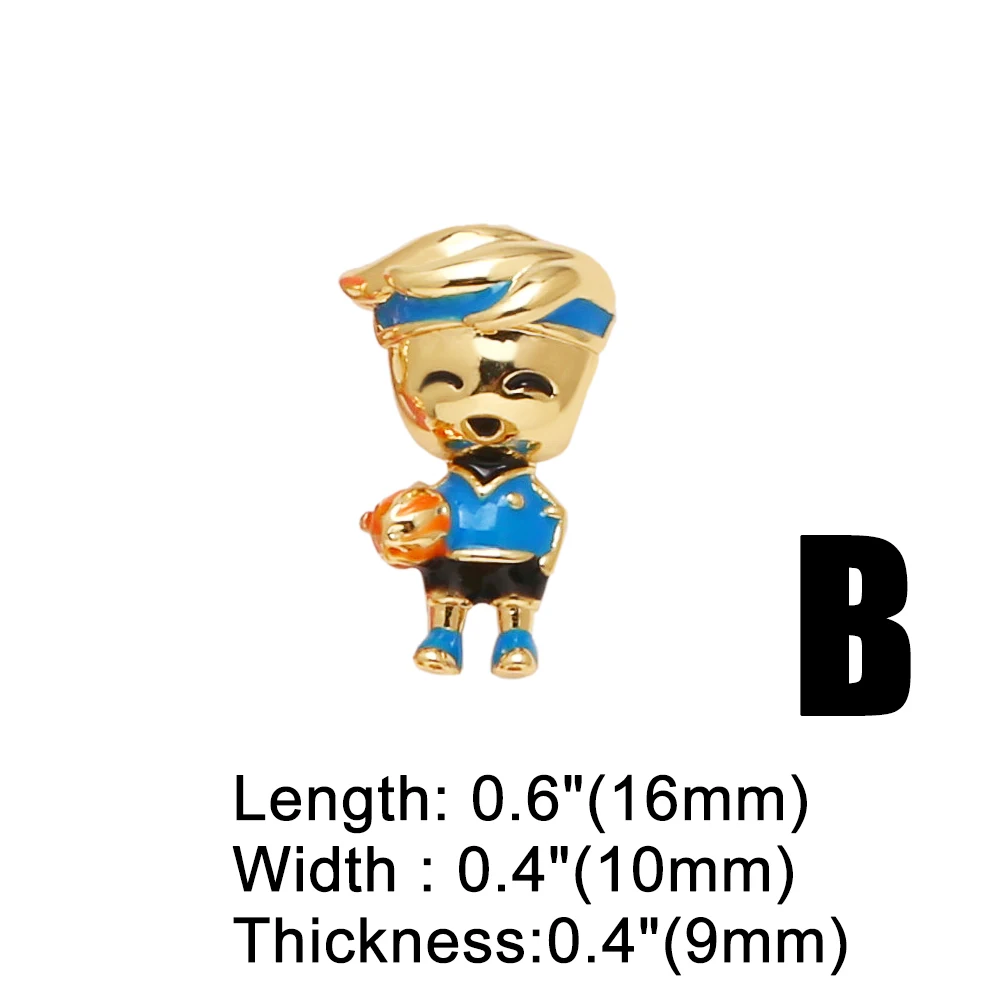 OCESRIO Fashion Enamel Sports Girl Boy Charms for Bracelet Copper Gold Plated Mushroom Palm Jewelry Making Supplies chma300
