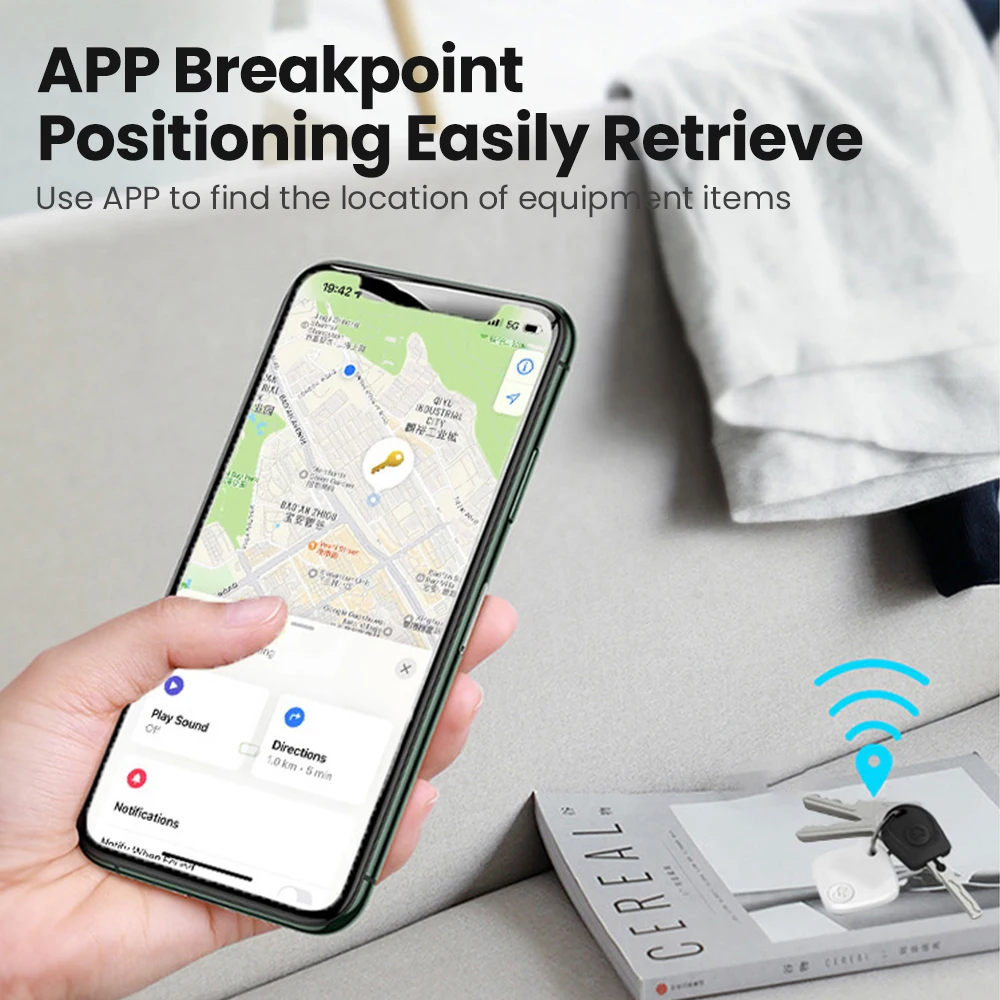 AVATTO Bluetooth GPS Locator Works With Apple Find My，Siri Smart Tracker Anti-lost Device Mini Finder Global Positioning