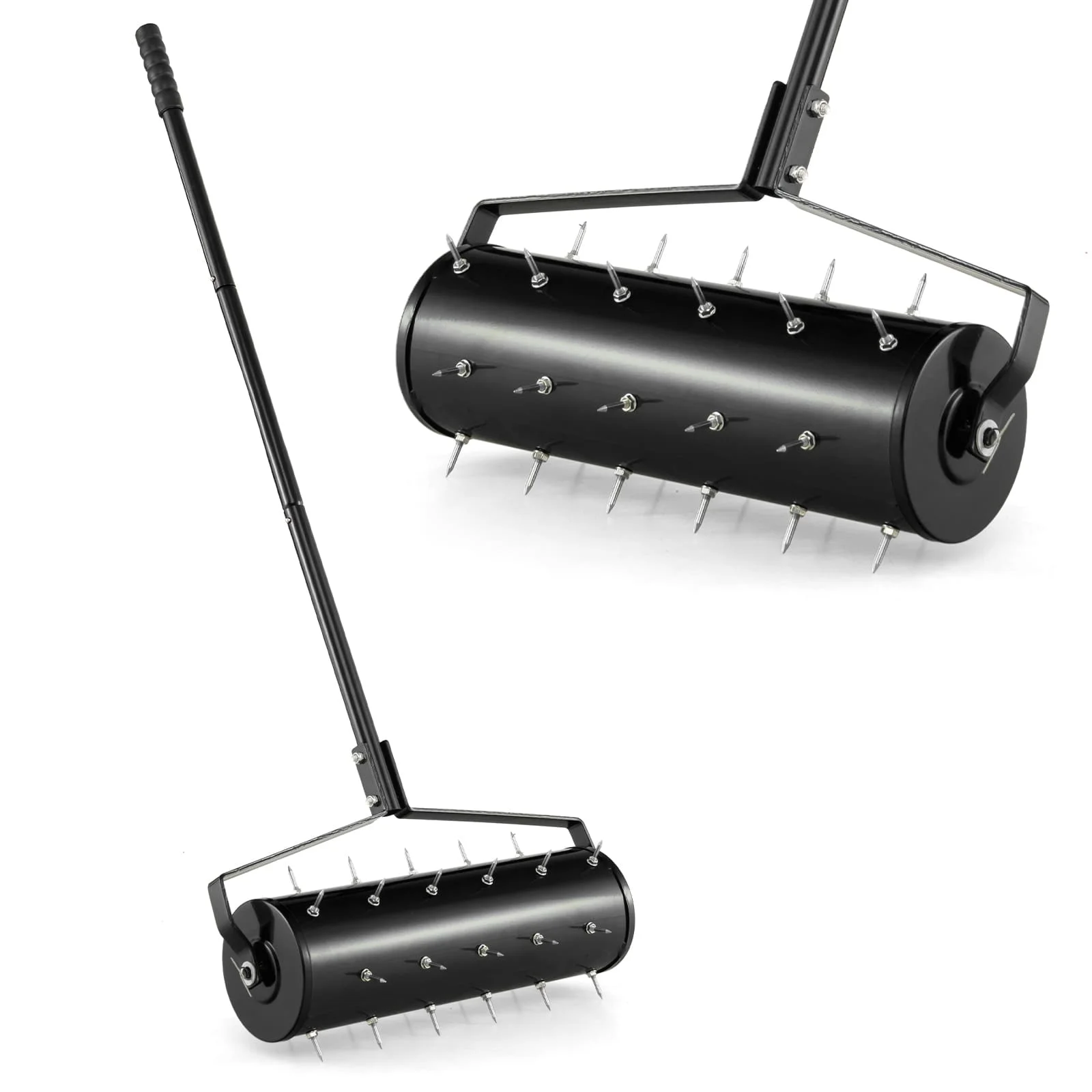 Ergomaster Costway 53Cm Manual Lawn Aerator Heavy Duty Rolling Aerator Lawn Tool-Black