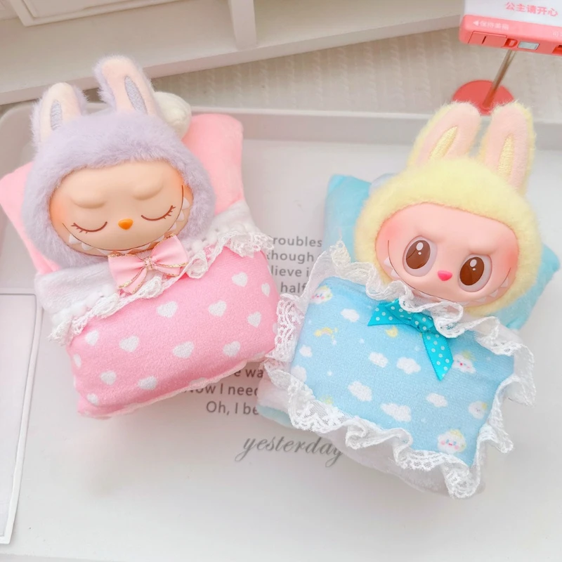 

For Labubu 17cm V1 V2 V3 Doll Quilt Pillow Desktop Ornaments Cute Cartoon Decorative Toy Creative Accessories Gifts Decoration