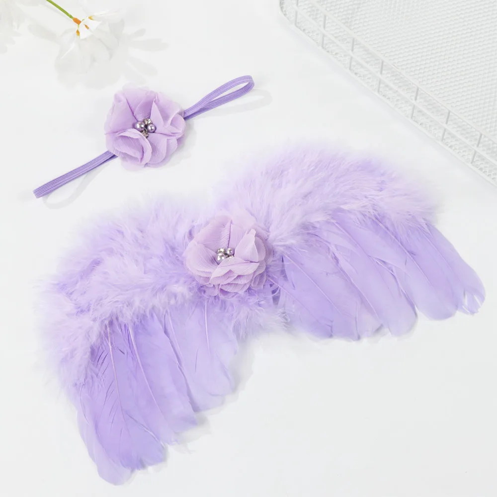 Newborn Photography Props White Angel Wing Baby Photos Props Feather Wing Girls Hair Kids Baby Photography Hair Accessories