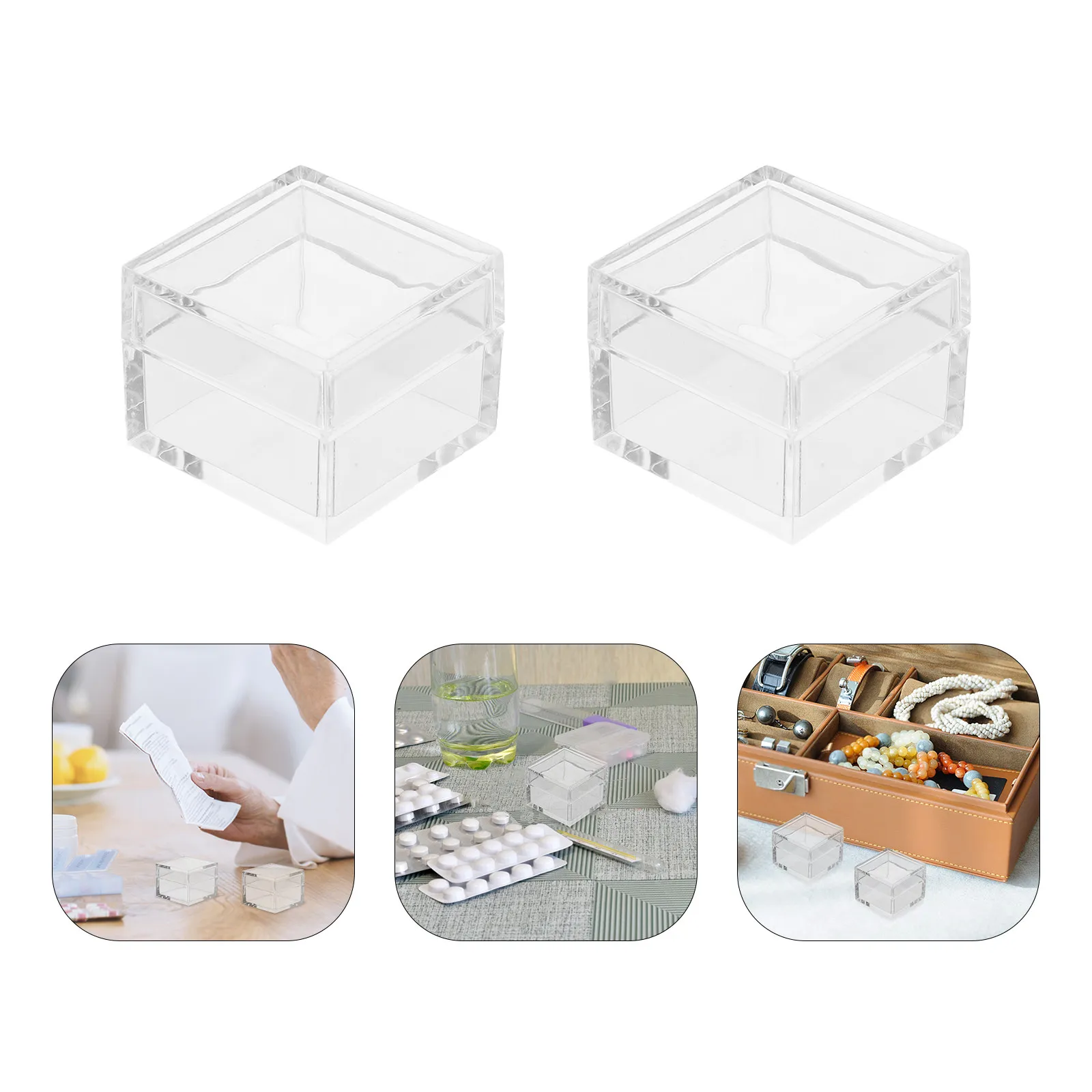 

20Pcs Acrylic Box Lid Mini Clear Cube Jewelry Candy Pill Storage Organizer Household Small Square Display Case Craft Supplies