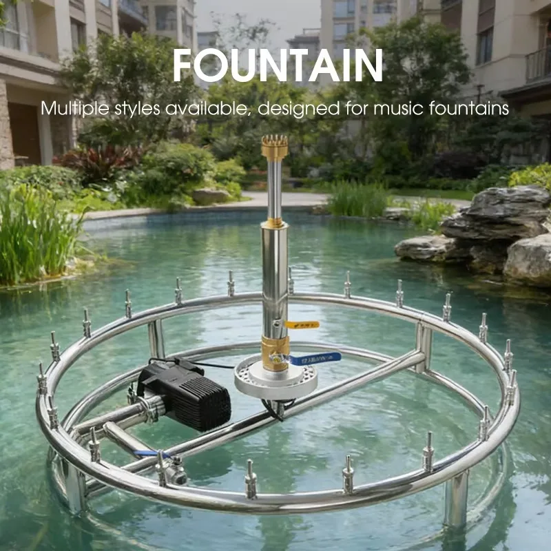 Outdoor Round Mini Dancing Fountain Garden Water Feature Pond Decoration Multi Nozzle Options Adjustable Spray Height Durable