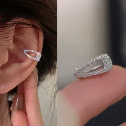 Fashion Zircon Hairpin Ear Cuff No Piercing Earring 2023 Trendy Punk Unique Metal Geometric Ear Clip for Women Jewelry